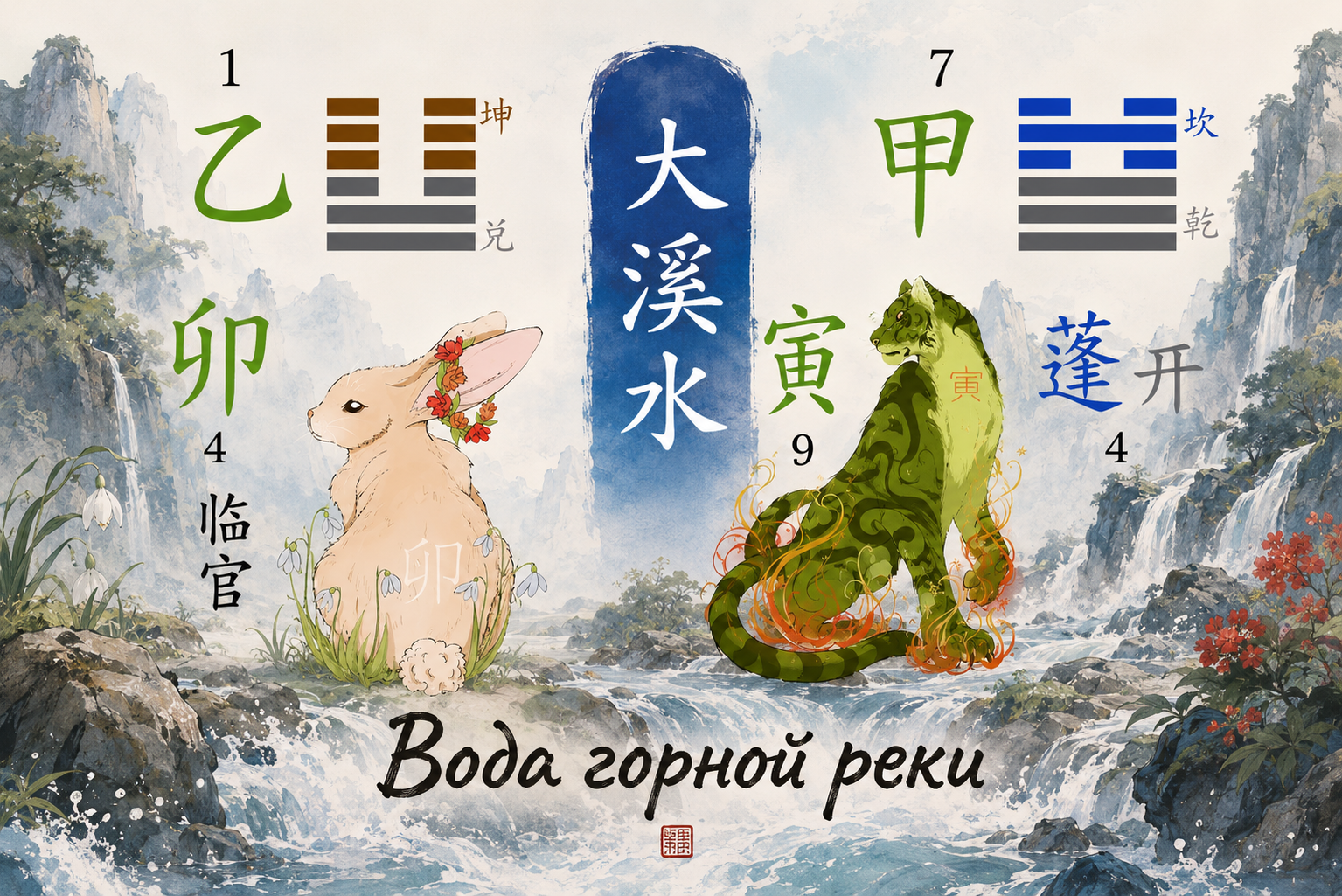 Вода Рек 大溪水 — На Инь столпов Цзя Инь (甲寅) и И Мао (乙卯) в Ба Цзы