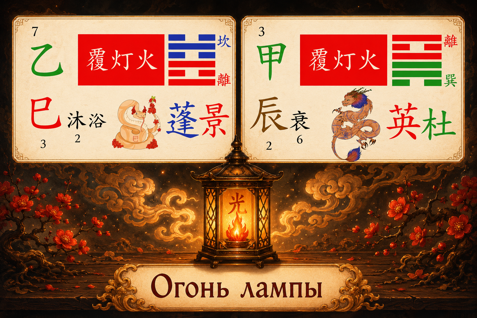 Огонь Лампы 覆灯火 — На Инь столпов Цзя Чэнь (甲辰) и И Сы (乙巳) в Ба Цзы