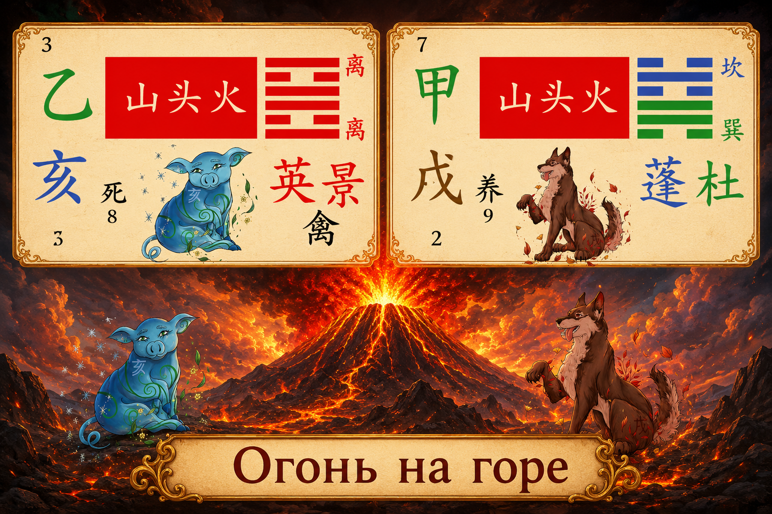 Огонь на Горе 山头火 — На Инь столпов Цзя Сюй (甲戌) и И Хай (乙亥) в Ба Цзы