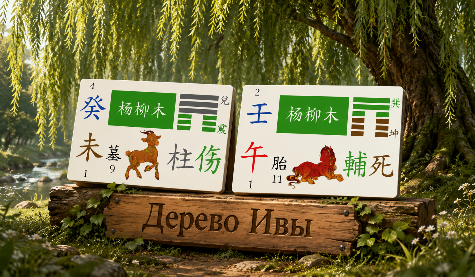 Дерево Ивы 杨柳木 — На Инь столпов Рэн Ву (壬午) и Гуй Вэй (癸未) в Ба Цзы