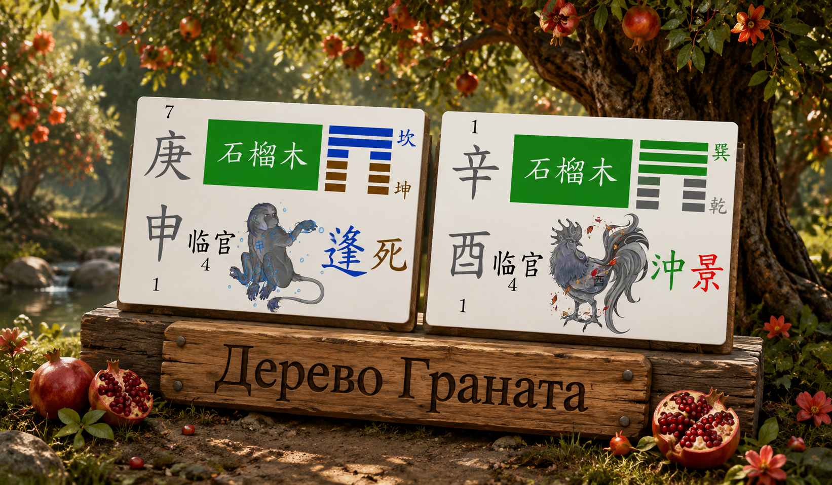 Дерево Граната 石榴木 — На Инь столпов Гэн Шэнь (庚申) и Синь Ю (辛酉) в Ба Цзы