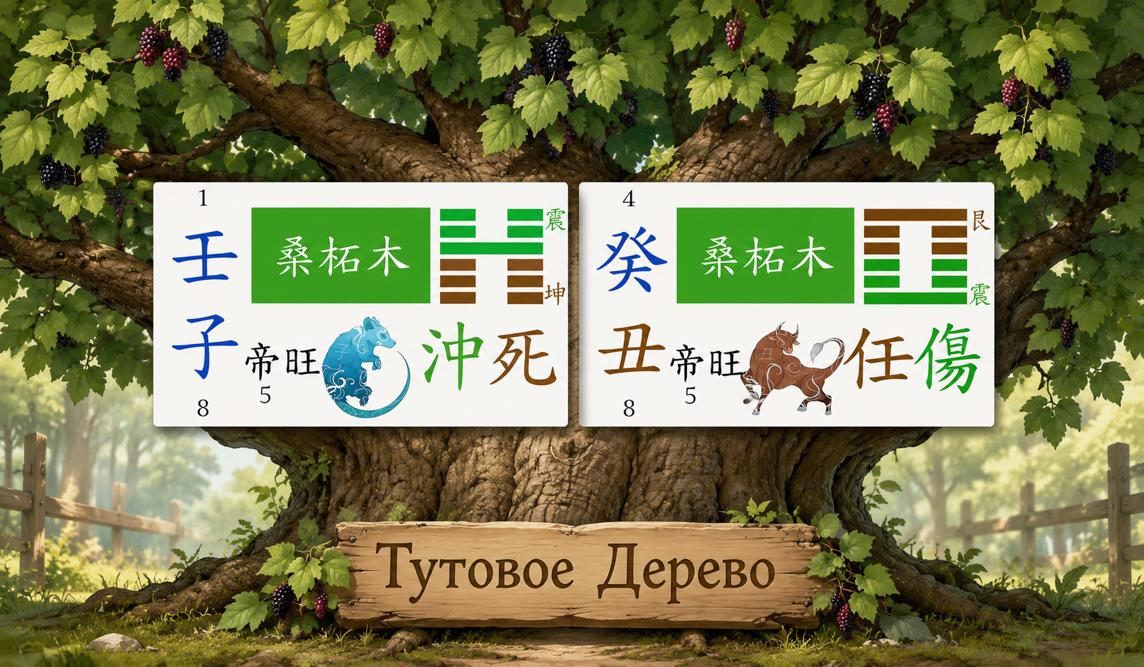 Тутовое Дерево 桑柘木 — На Инь столпов Рэн Цзы (壬子) и Гуй Чоу (癸丑) в Ба Цзы