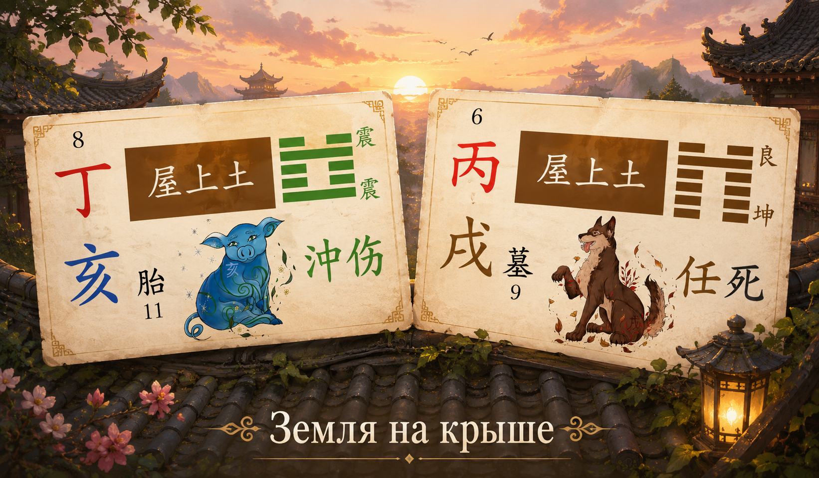 Земля на Крыше 屋上土 — На Инь столпов Бин Сюй (丙戌) и Дин Хай (丁亥) в Ба Цзы